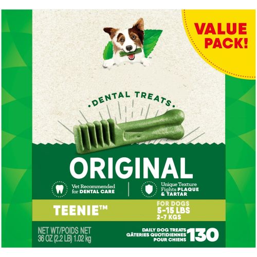 Original Flavor Teenie Size Dental Chew Treats for Dogs; 36 oz. Pack (130 Treats) Original Flavor Teenie Size Dental Chew Treats for Dogs; 36 oz. Pack (130 Treats)